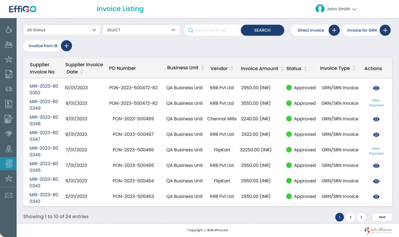 Invoice Listing